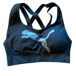 Puma Black Seamless Sports Bra with Logo Size Small
